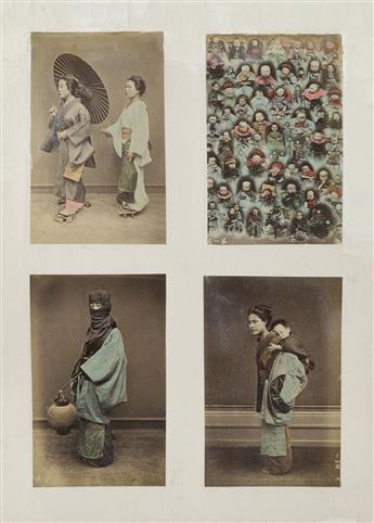 (JAPAN) A dynamic album with approximately 190 small-format photographs, most hand-colored.